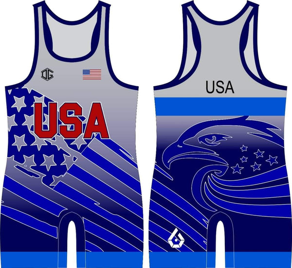 2019 USA Veterans World Team singlet - Blue
